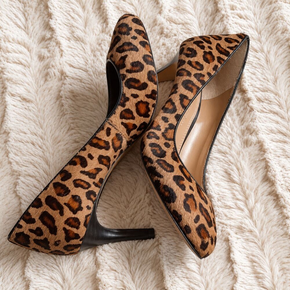 Banana Republic Womens Size 5 Calf Hair Leopard Print Pumps Heels Mob Wife